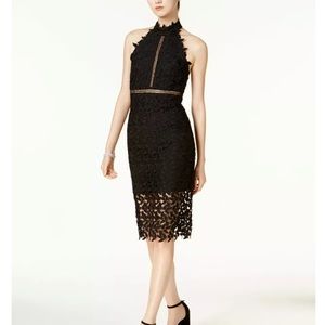 Black Bardot lace halter dress XS